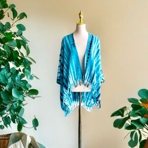 0099/ Blue Black cardigan Outer, Short Kimono